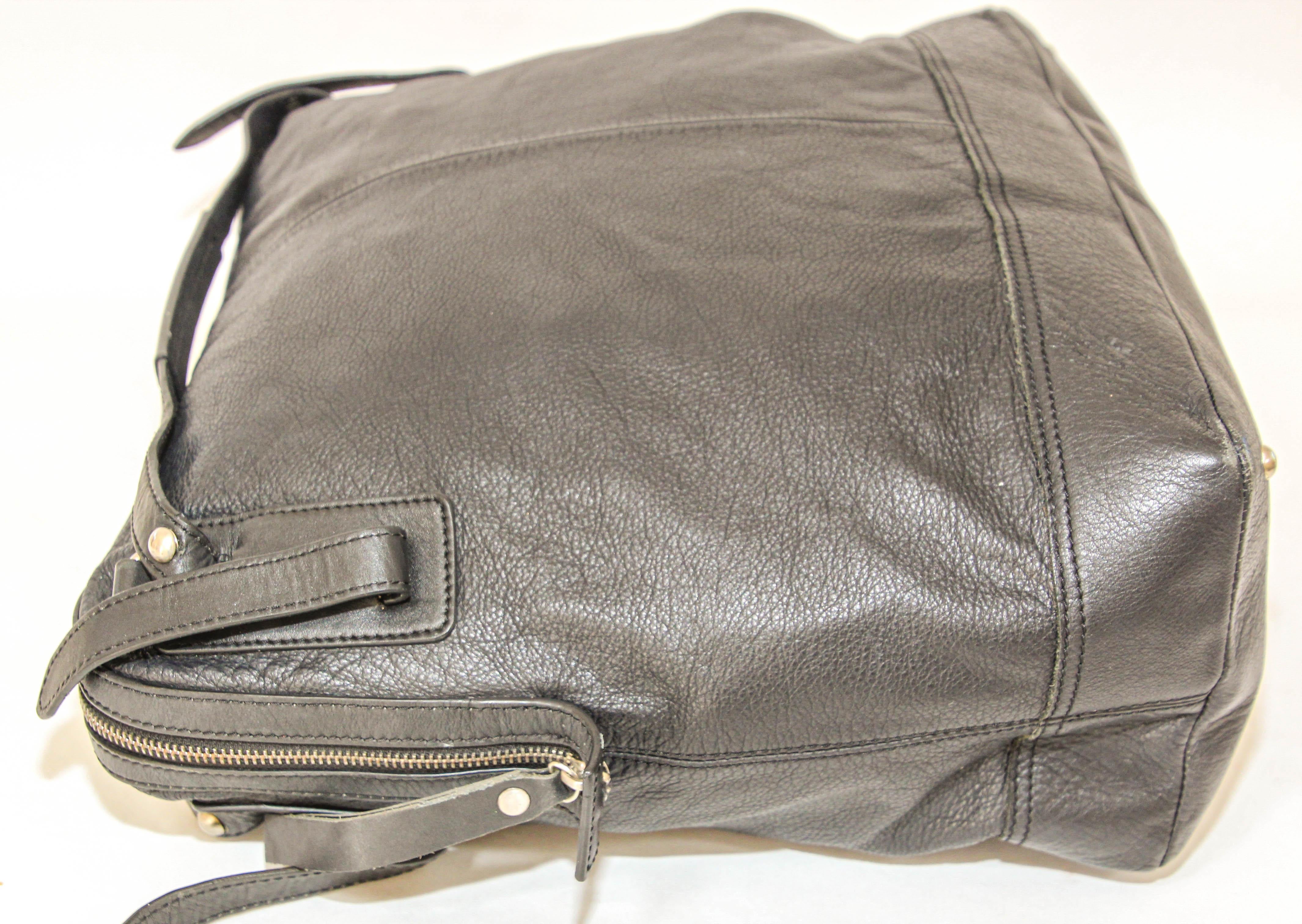 Charles Jourdan Black Leather Satchel Handle Computer Bag For Sale 13