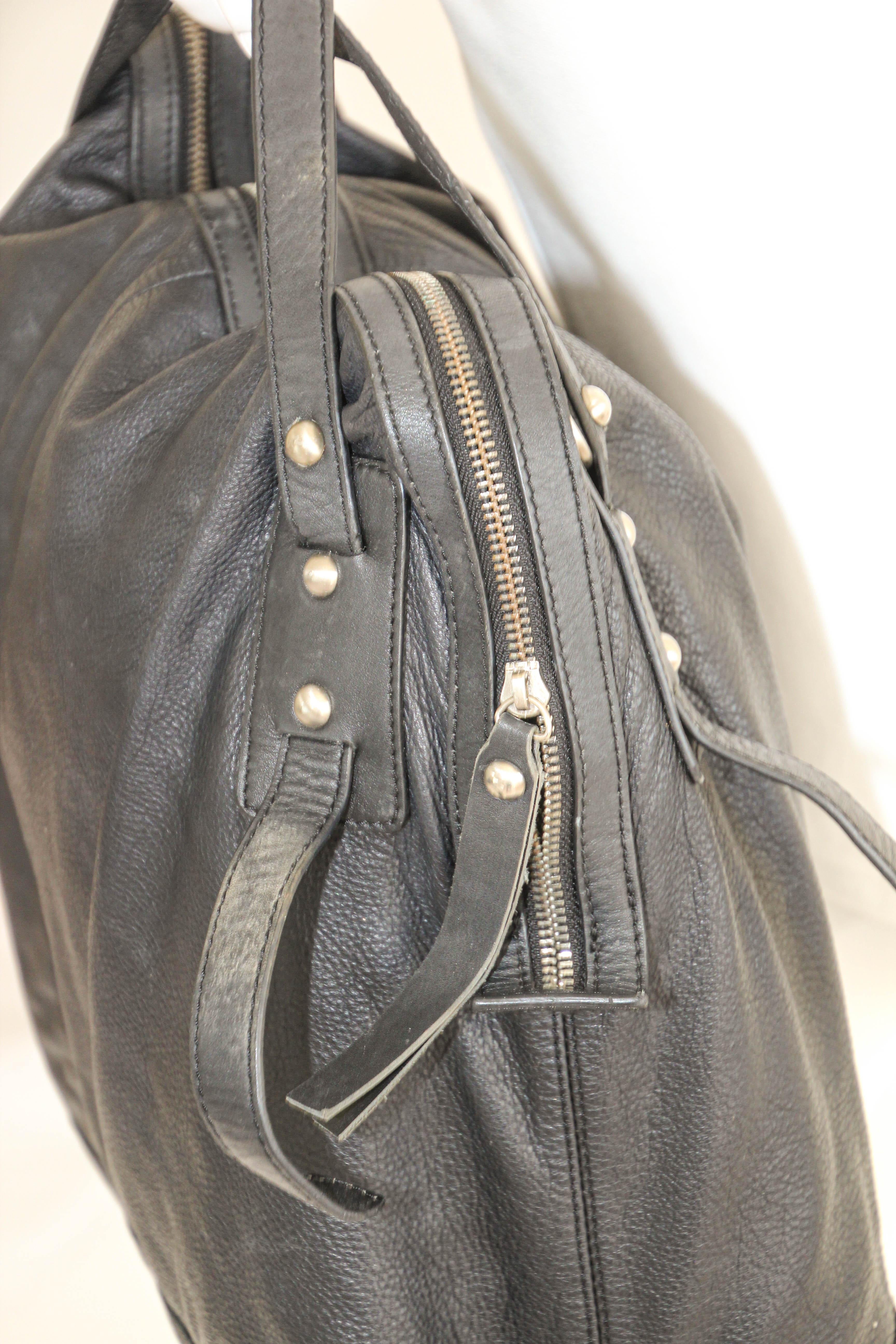 Women's or Men's Charles Jourdan Black Leather Satchel Handle Computer Bag For Sale