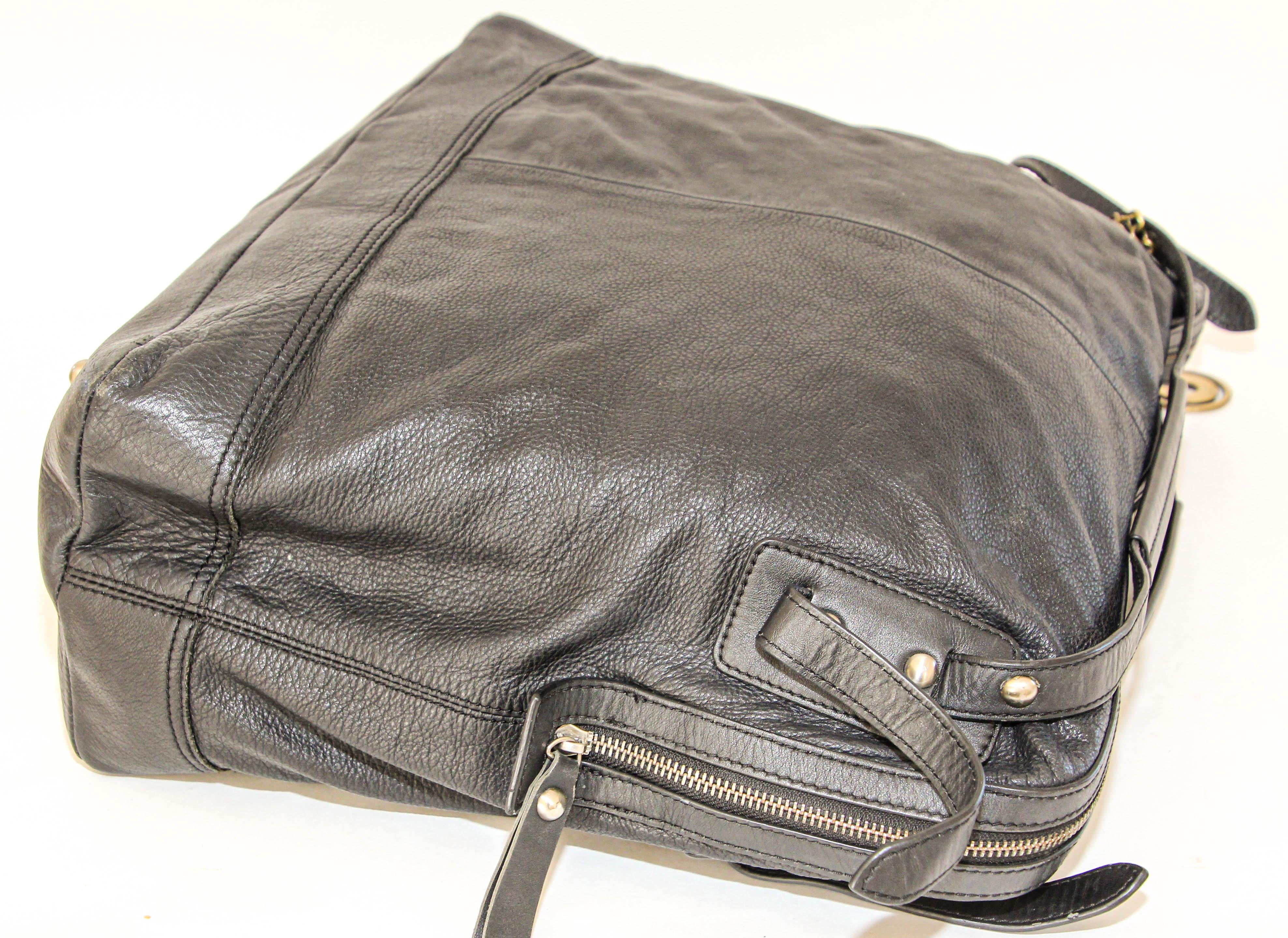 Charles Jourdan Black Leather Satchel Handle Computer Bag For Sale 4