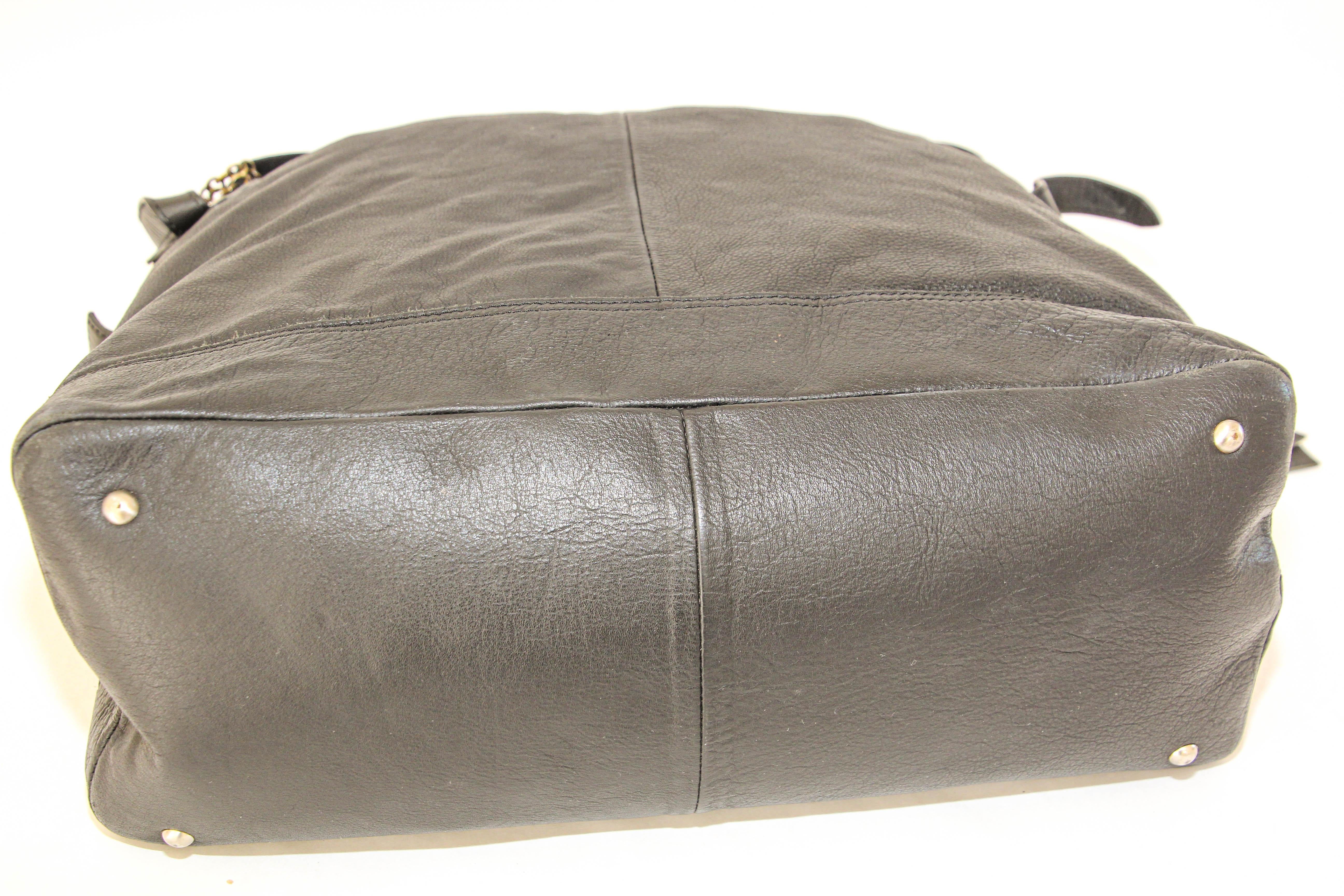 Charles Jourdan Black Leather Satchel Handle Computer Bag For Sale 5