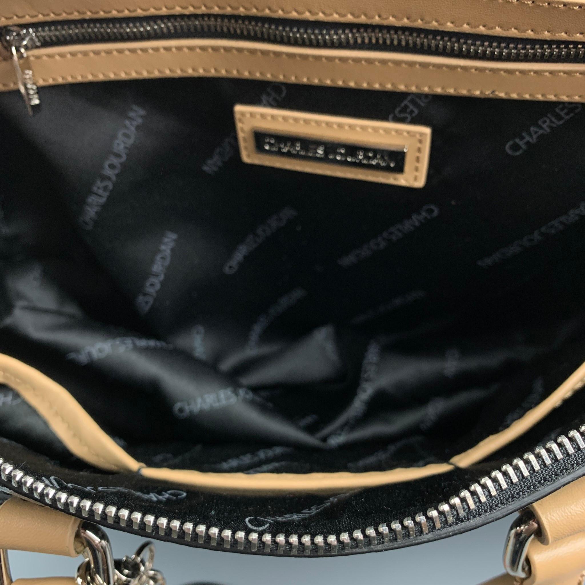 Women's CHARLES JOURDAN Black & Tan Leather Tote Dalton Handbag