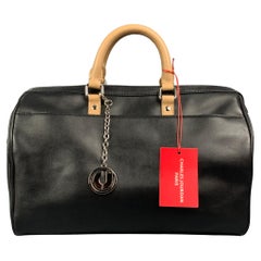 CHARLES JOURDAN Schwarzes & braunes Leder Tote Dalton Handtasche