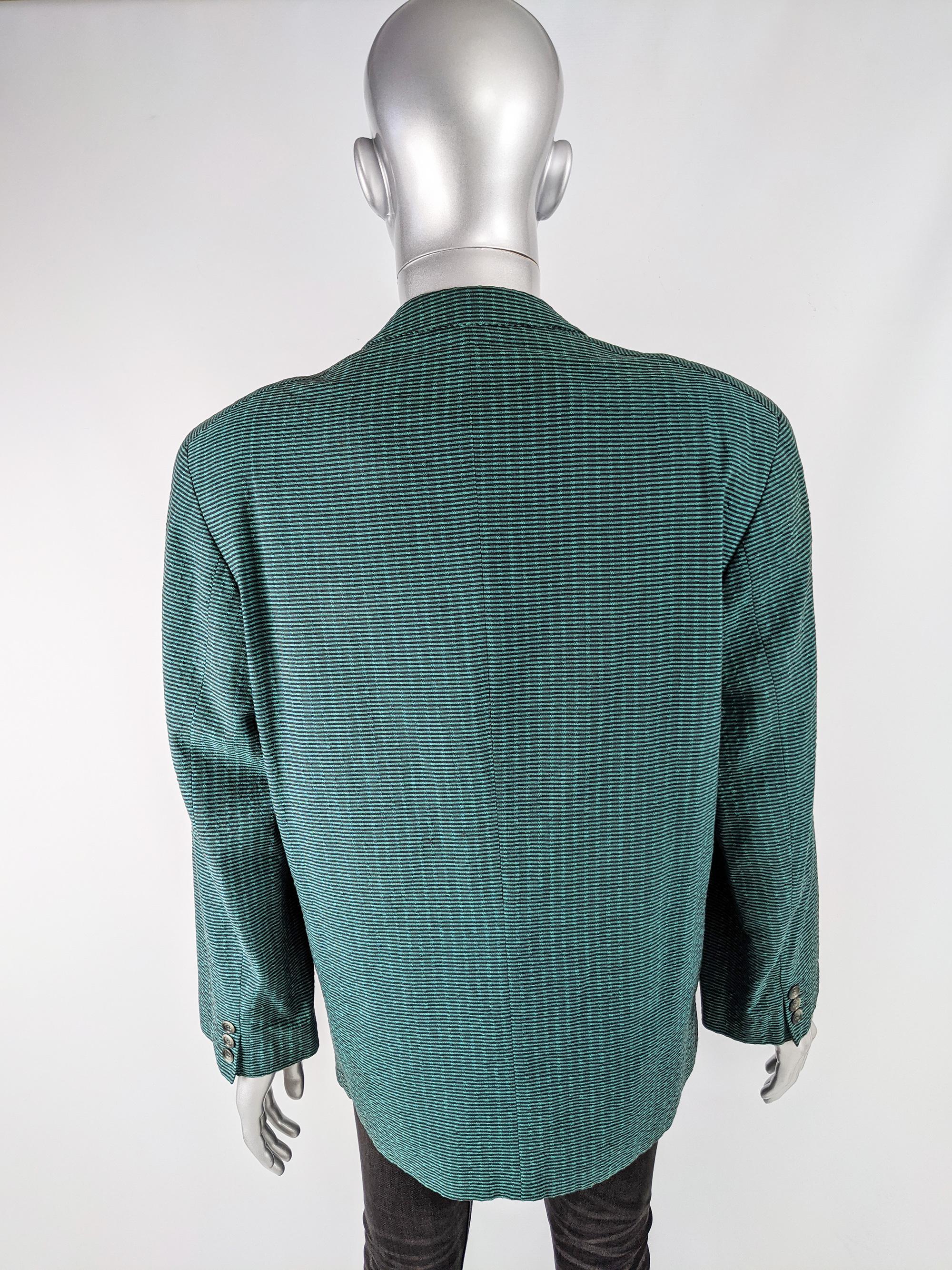 Gray Charles Jourdan Mens Vintage Linen Shoulder Padded Blazer, 1980s For Sale