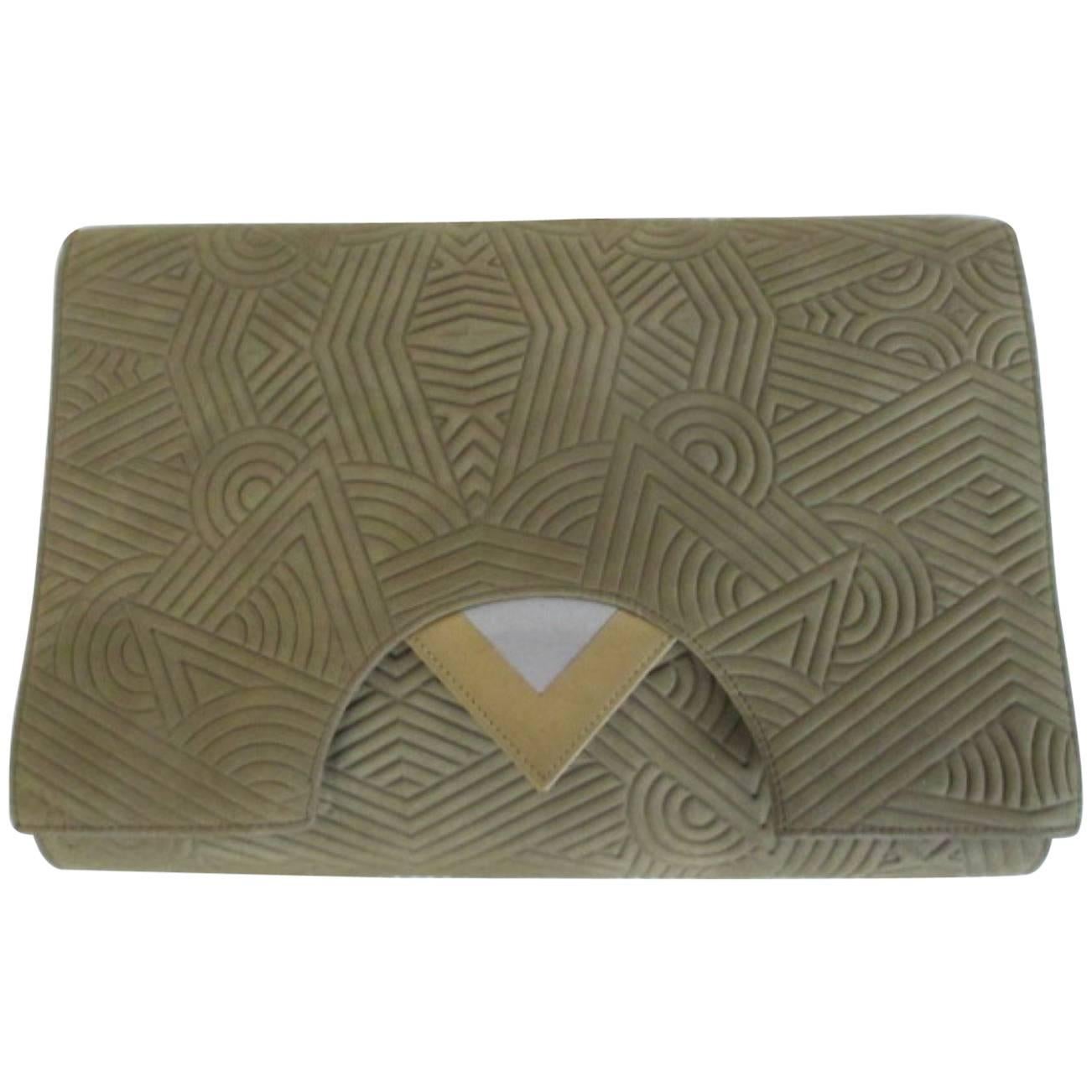 Charles Jourdan Paris - Pochette en cuir et daim Art Déco
