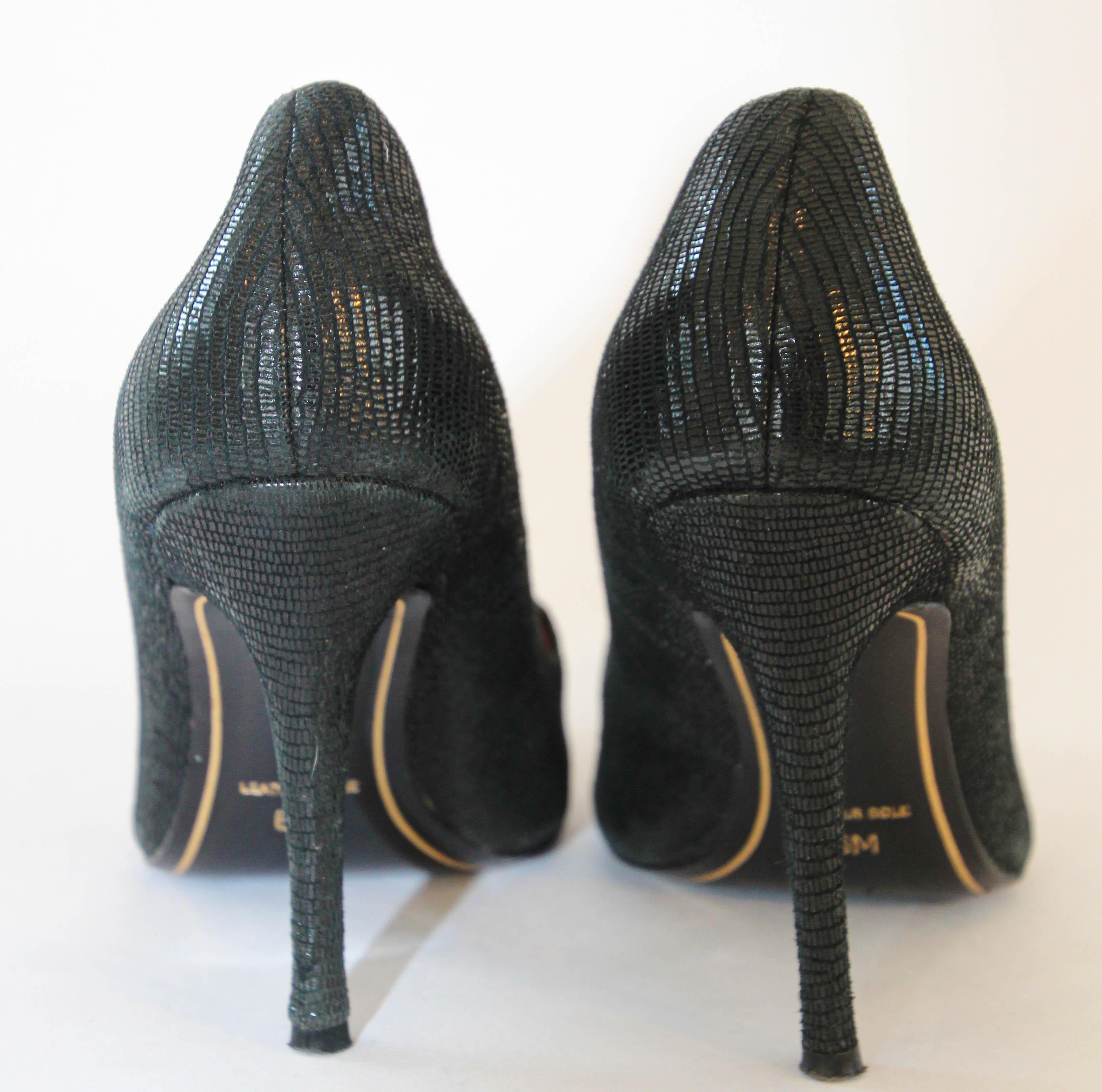 Charles Jourdan Paris Shoes Heels Black Suede 1990s For Sale 3