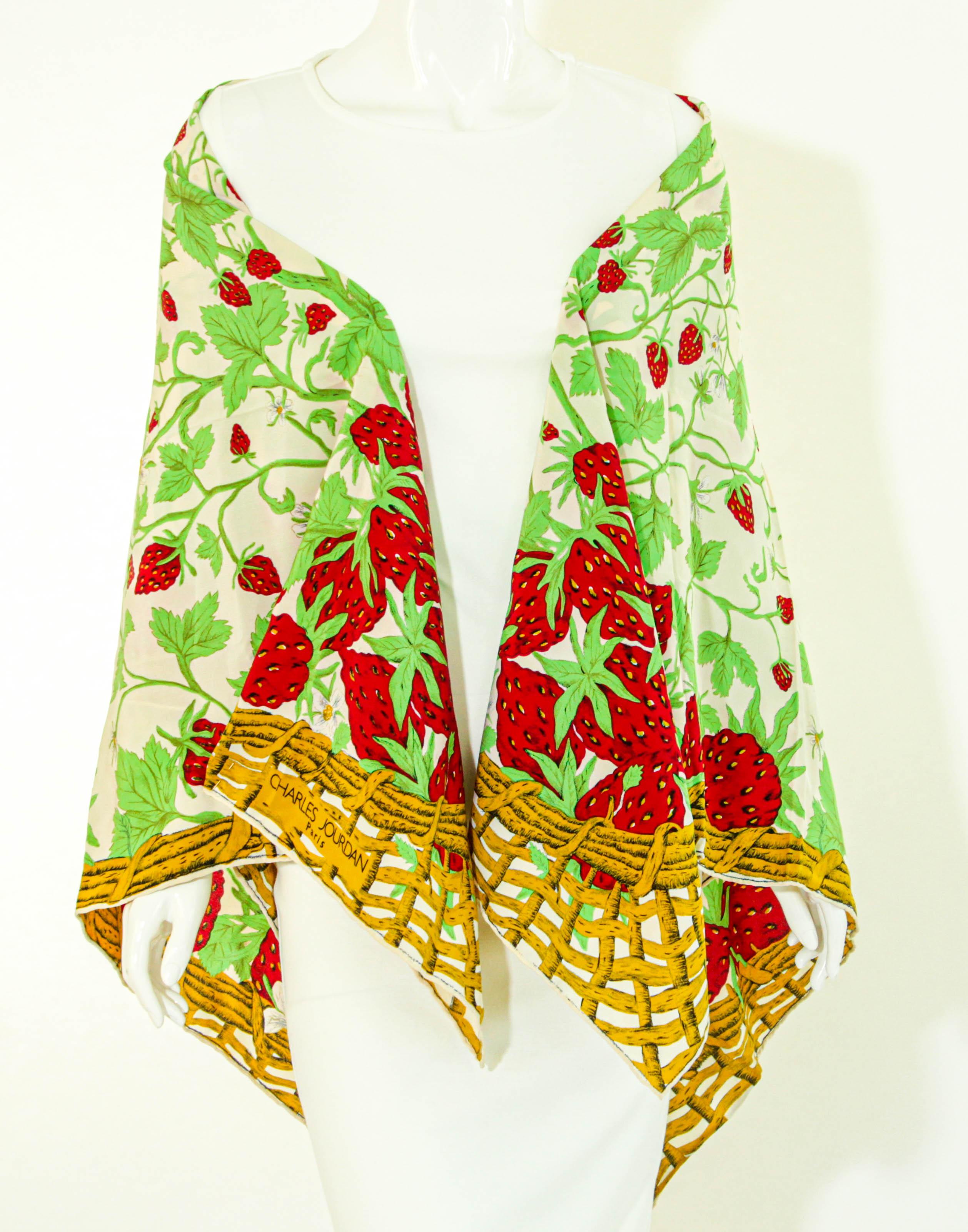 Large Charles Jourdan Paris silk Scarf. 
Measures 53