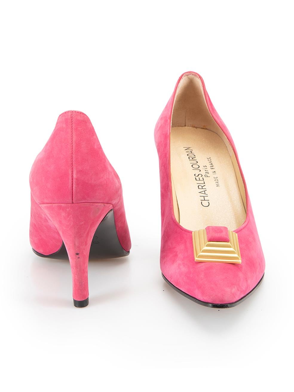 Rose Charles Jourdan escarpins à bout pointu en daim rose taille US 8 en vente