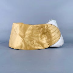 CHARLES JOURDAN Vintage Gold Silver Two Tone Leather Wide Belt
