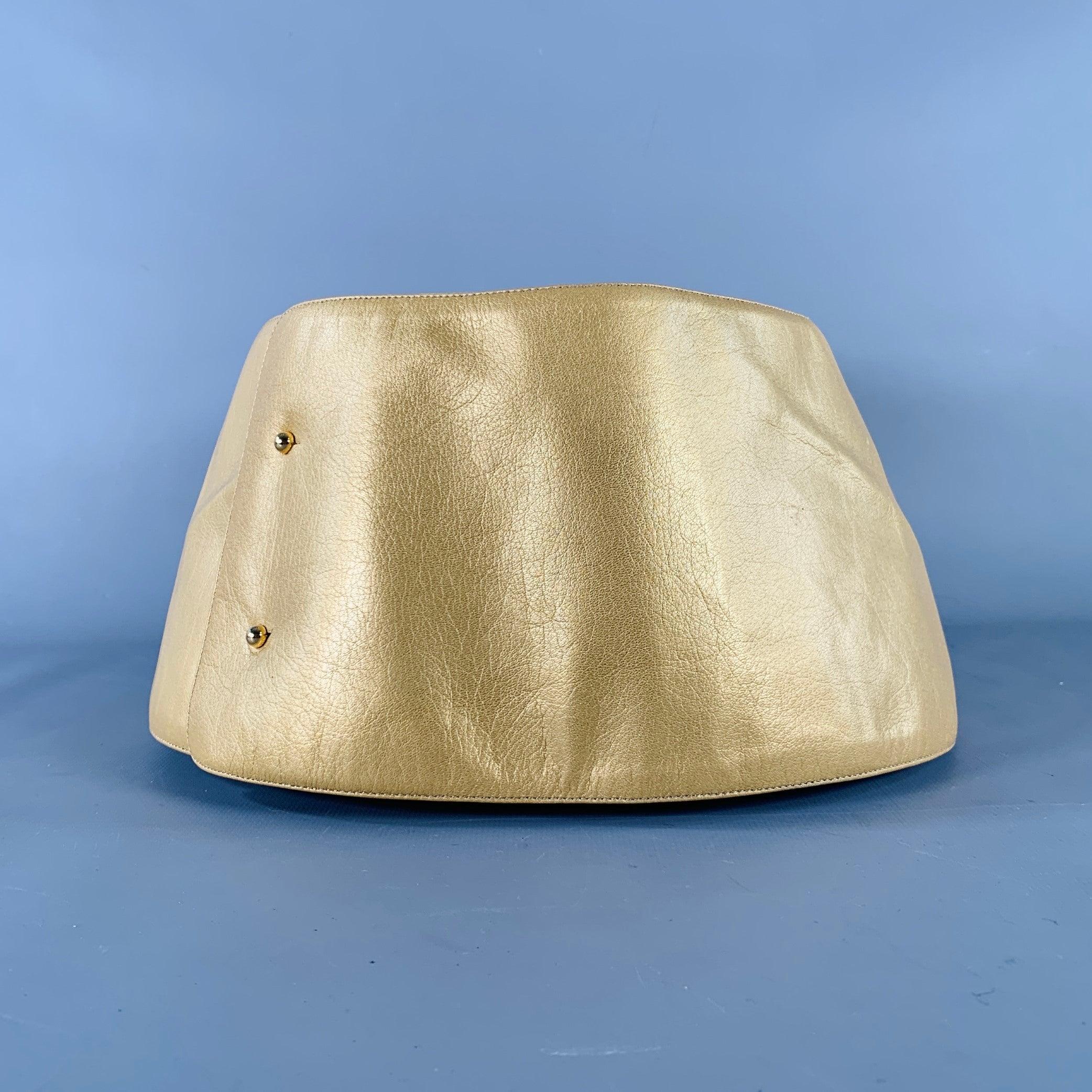 Beige Charles JOURDAN Vintage Gold Silver Two Tone Leather Wide Belt (ceinture large en cuir) en vente