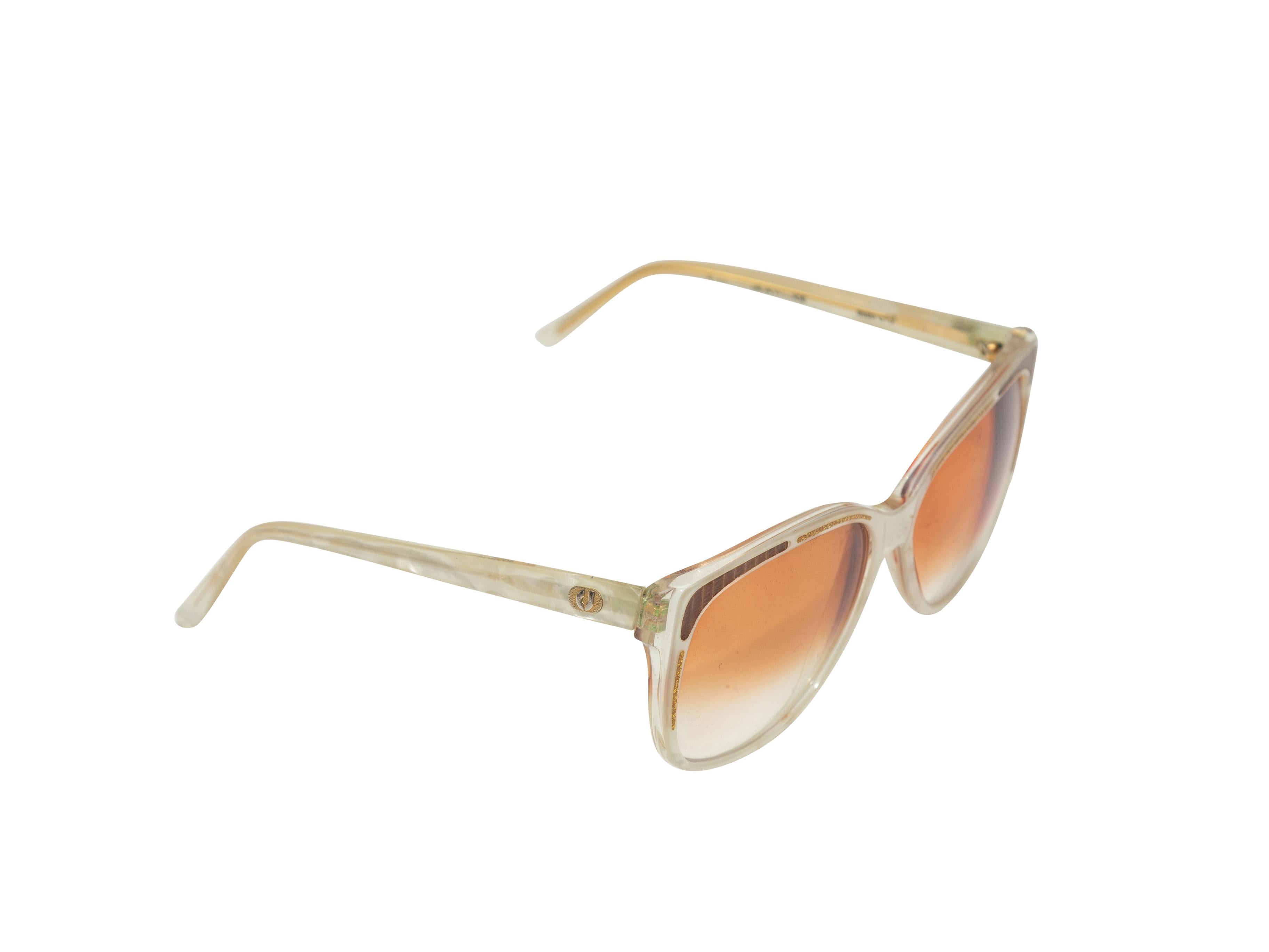 Product details: Vintage white and gold acetate sunglasses by Charles Jourdan. Gold tinted lenses. 2