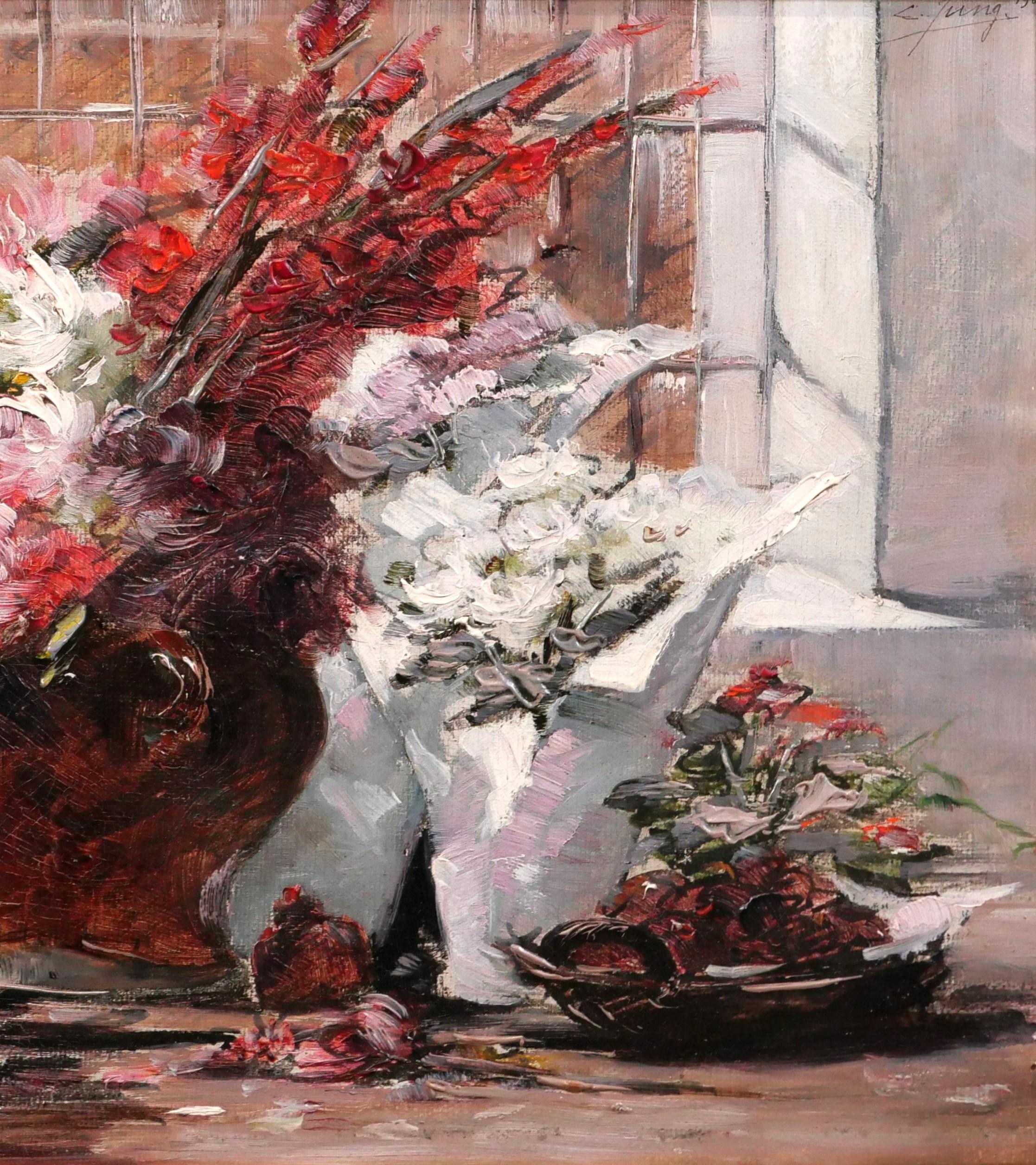Charles JUNG
1865-1936, Français
Nature morte avec pots de fleurs
Peinture, huile sur toile
Signé et daté 1901 en haut à droite
Peinture : 32,5 x 24,5 cm (12,8 x 9,6 pouces)
Cadre moderne : 42 x 34 cm (16.5 x 13.4 pouces)
Très bon état.