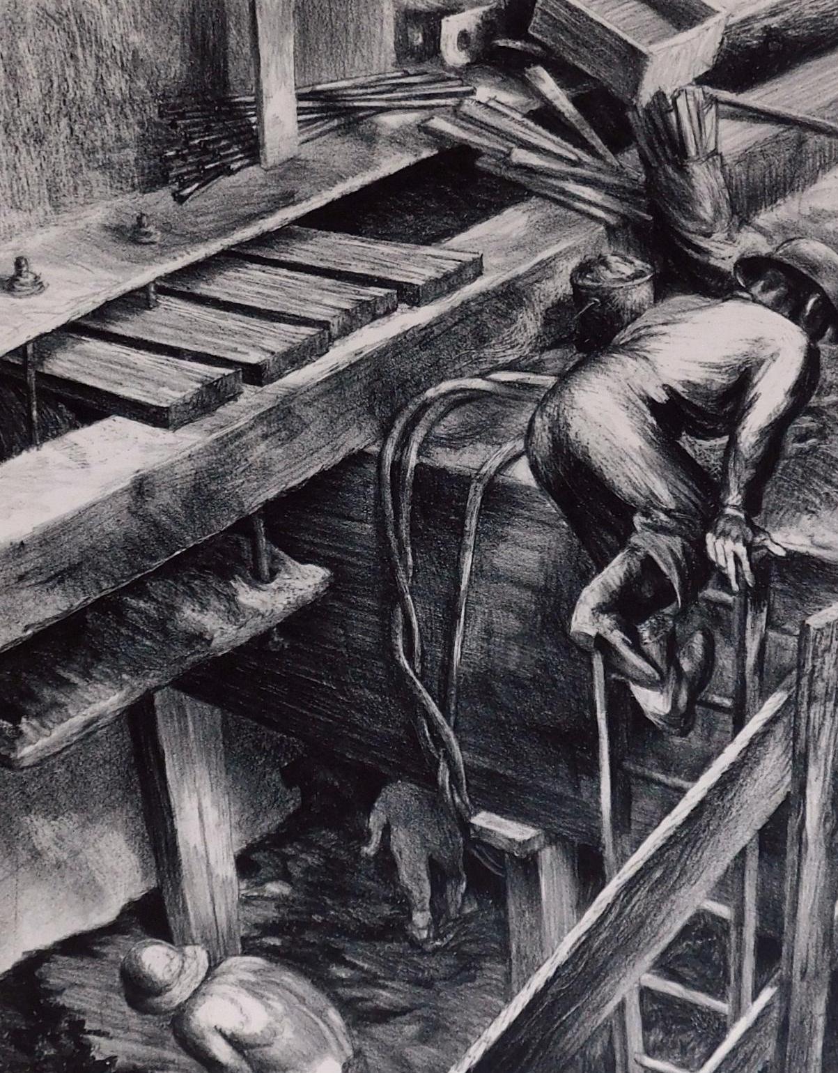 Original Steinlithographie von Charles Keller – „6th Avenue Subway“, Original im Angebot 2