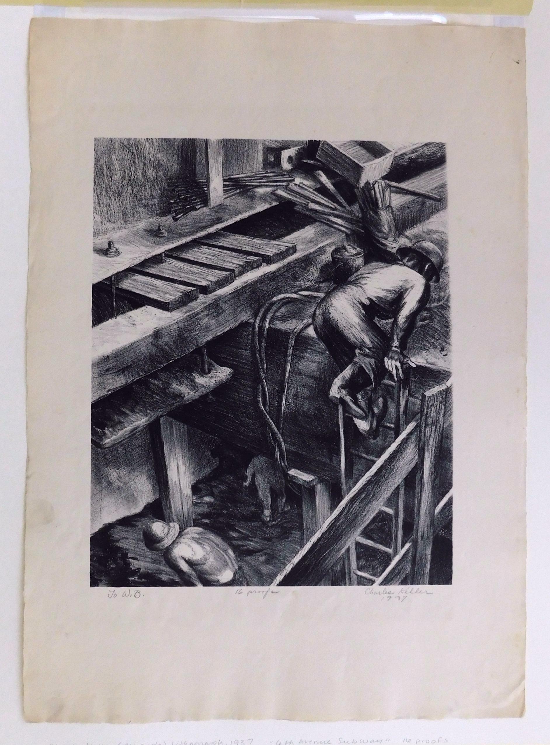 Original Steinlithographie von Charles Keller – „6th Avenue Subway“, Original im Angebot 3