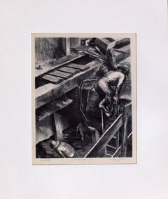Vintage Charles Keller Original Stone Lithograph - "6th Avenue Subway”