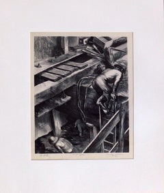 Charles Keller Original Stone Lithograph - "6th Avenue Subway”