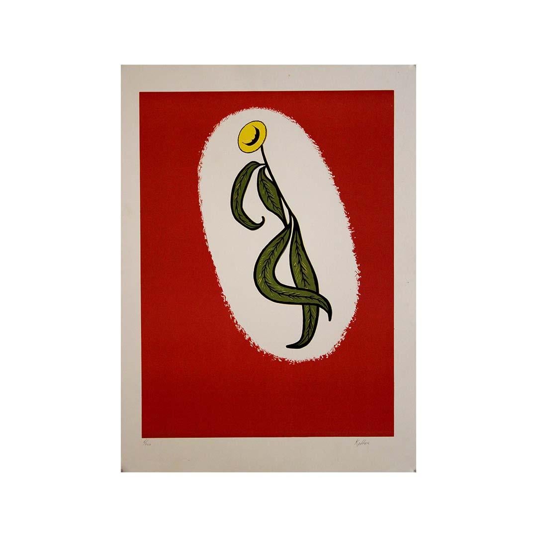 1985 litografía original de Charles Kiffer - Maurice Chevalier plante en venta 3