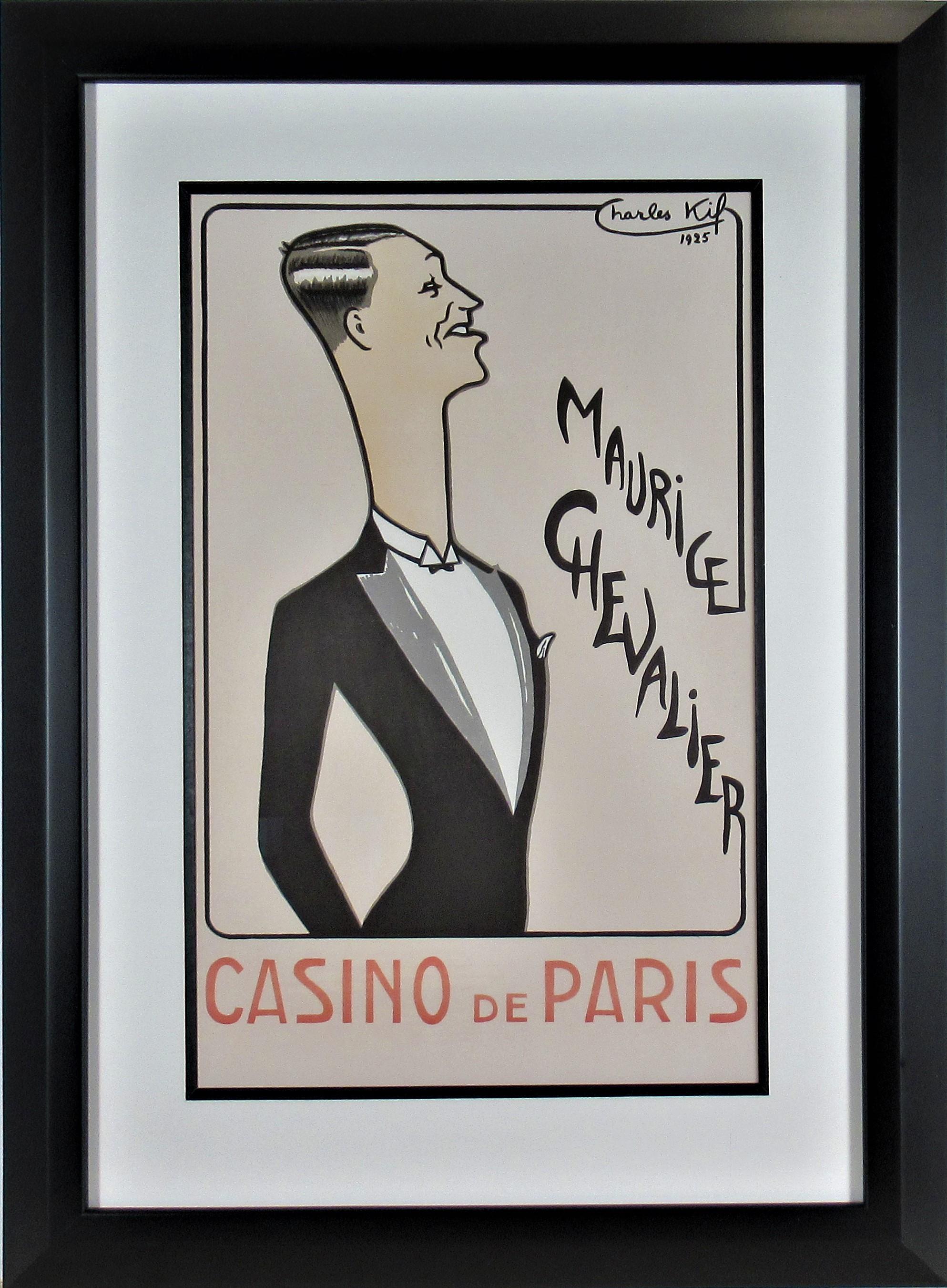 Charles Kiffer Figurative Print - Maurice Chevalier, Casino de Paris 