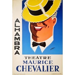 Original 1930's modern style poster Alhambra - Maurice Chevalier