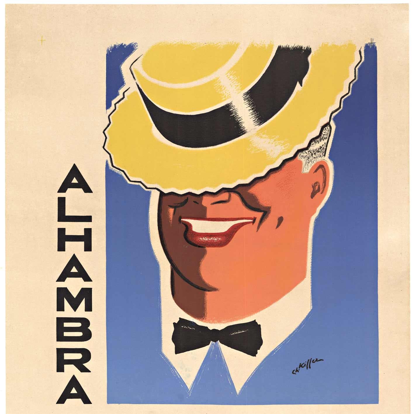 Affiche vintage d'origine « Maurice Chevalier, Alhambra Theatre »  taille moyenne - Modernisme américain Print par Charles Kiffer