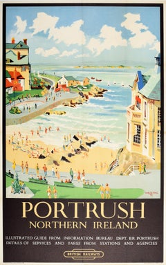 Original Vintage British Railways Travel Poster Portrush Northern Ireland