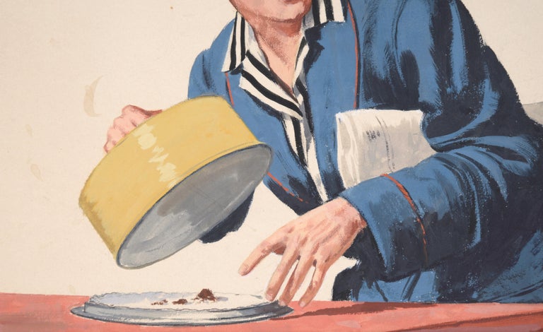 Advertisement for Drake Cake by Charles Kinghan (American, 1895-1984). Unsigned, but was acquired with other works by the artist. Presented with a new grey-blue mat. Image/mat size: 17.75