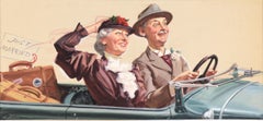 "Just Married", 1930s Original Painted Figurative Illustration