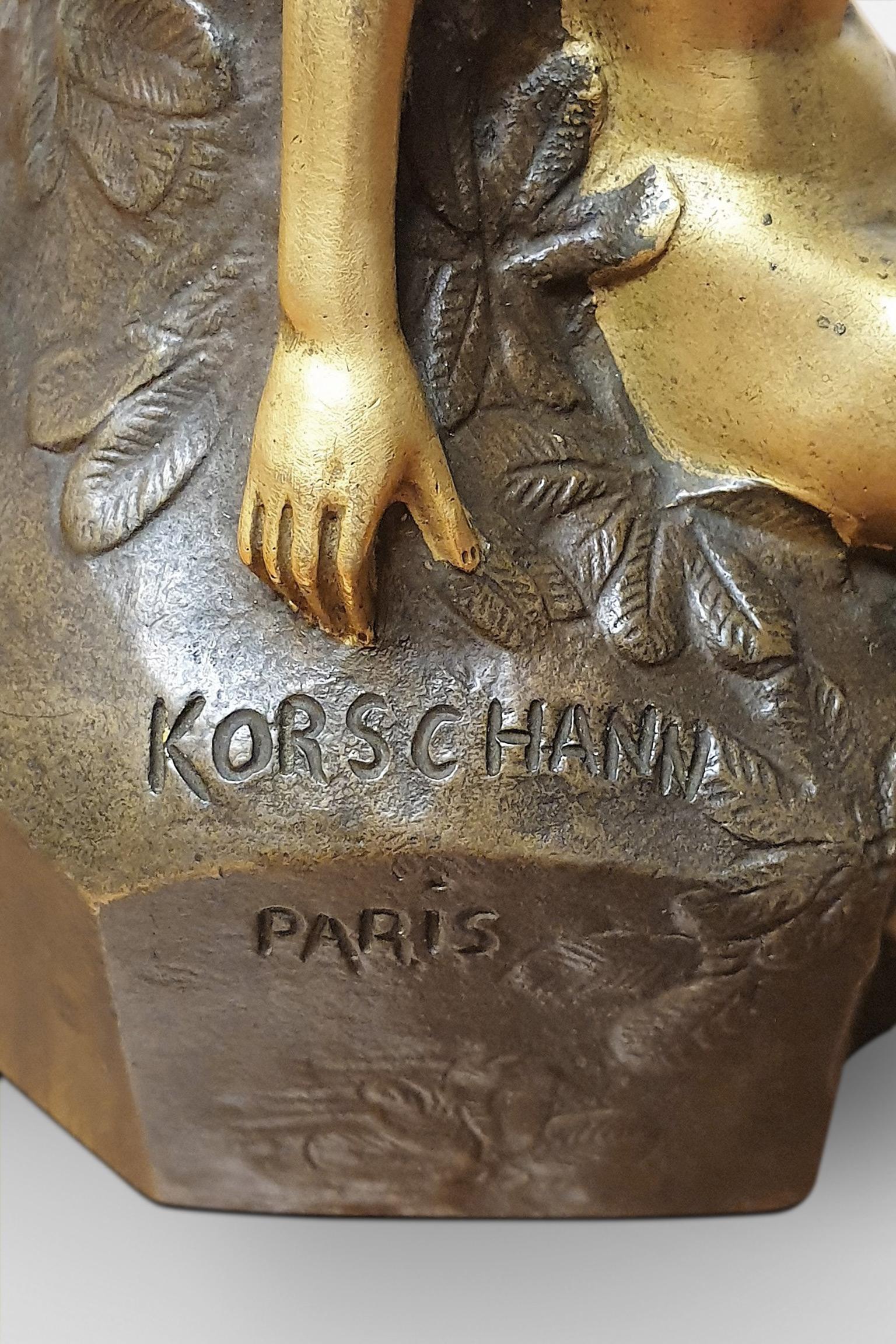 Charles Korschann Art Nouveau Bronze 'Fee Des Bois' In Good Condition For Sale In Edenbridge, Kent