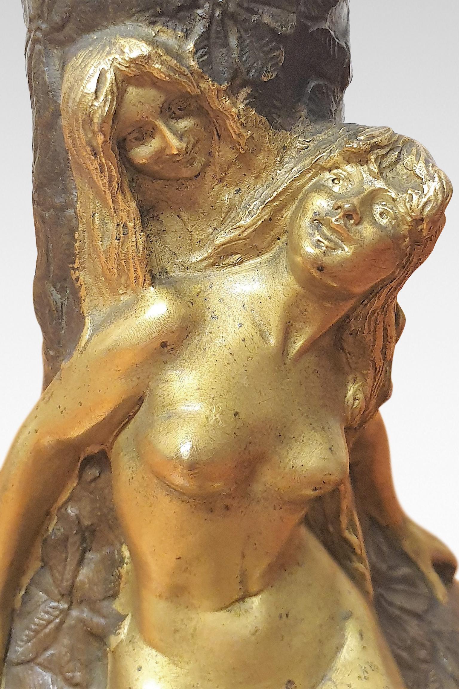 20th Century Charles Korschann Art Nouveau Bronze 'Fee Des Bois' For Sale