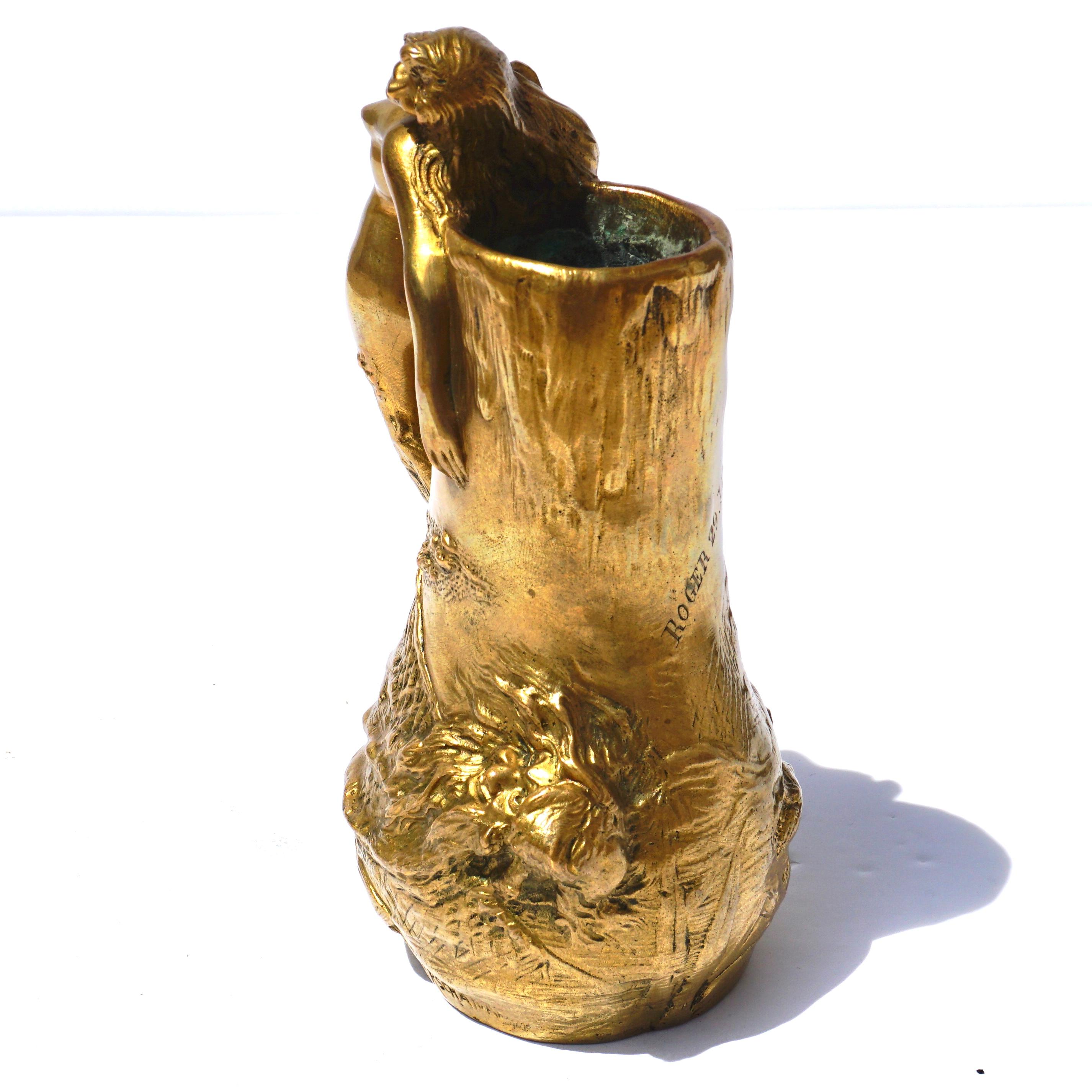 Charles Korschann Jugendstil-Akt aus vergoldeter Bronze (Gegossen) im Angebot