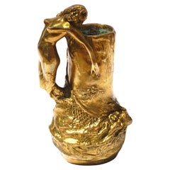 Antique Charles Korschann Art Nouveau Gilt Bronze Nude