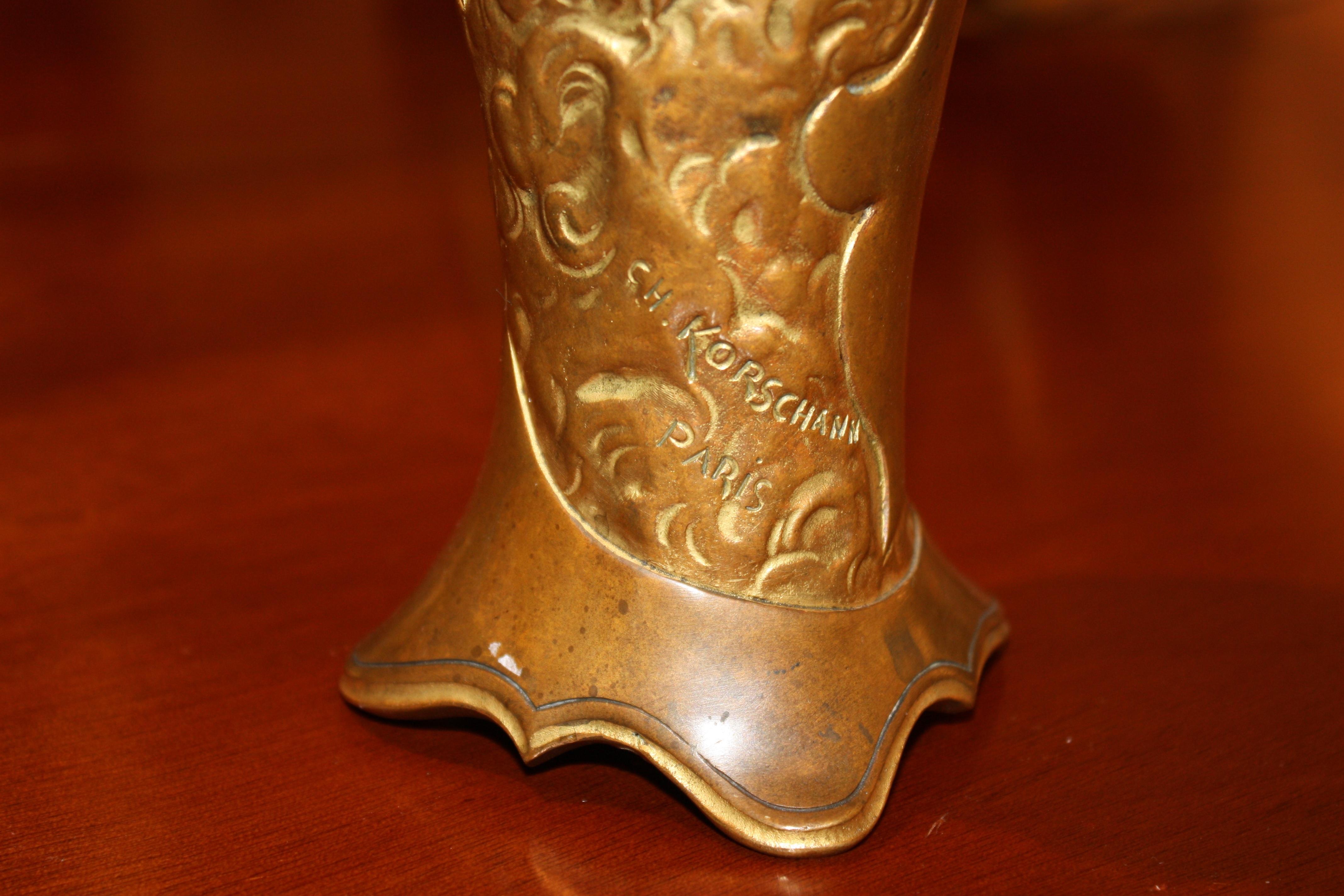 Charles Korschann French Art Nouveau Bronze Vase 2