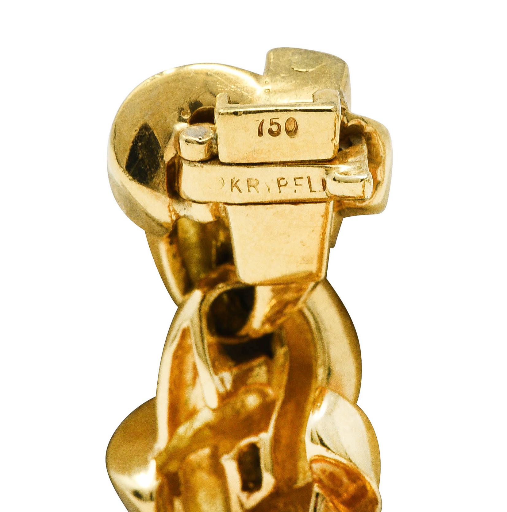 Round Cut Charles Krypell 10.00 Carats Emerald Sapphire Diamond 18 Karat Gold Knot Link Ne