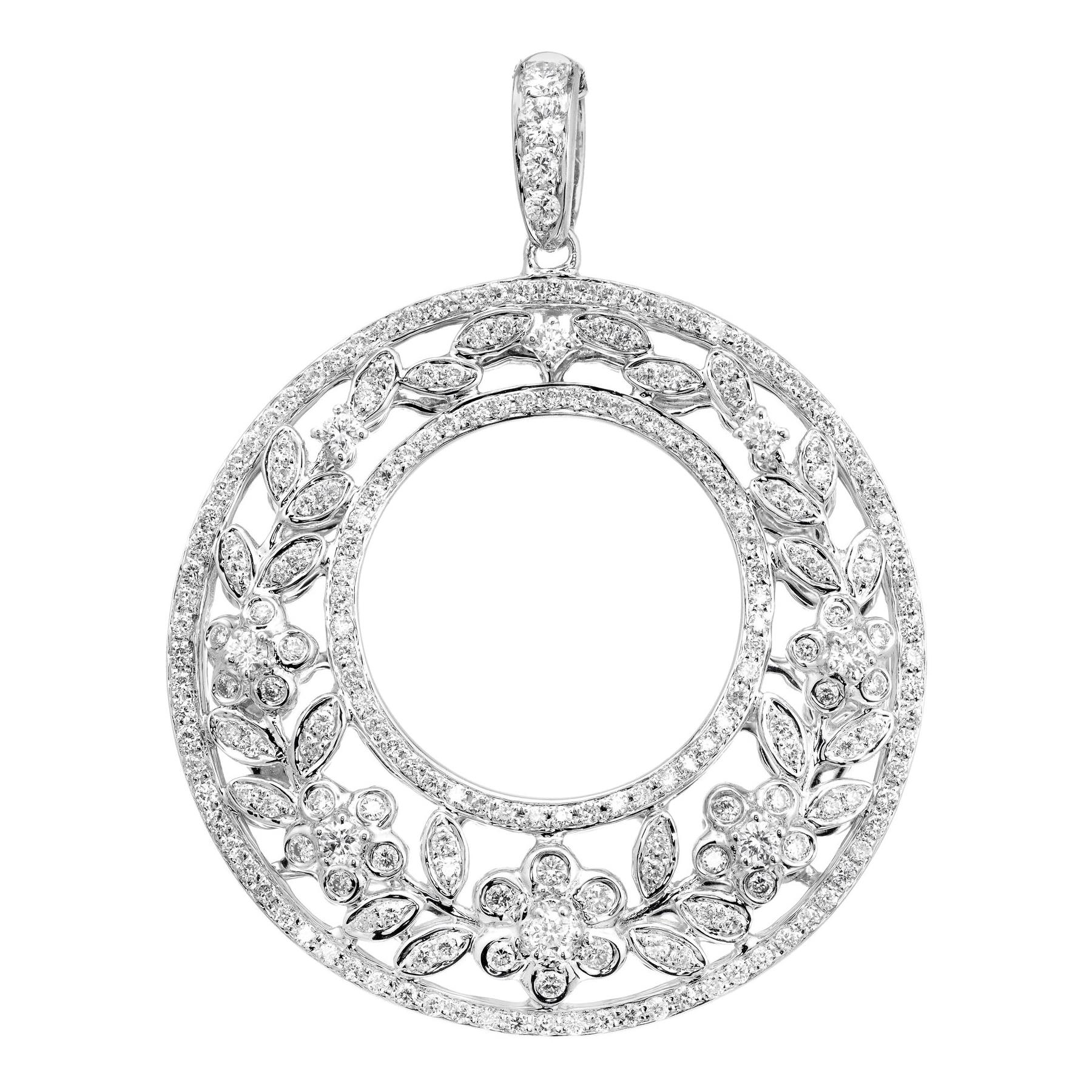 Charles Krypell 1.20 Carat Diamond White Gold Pendant For Sale