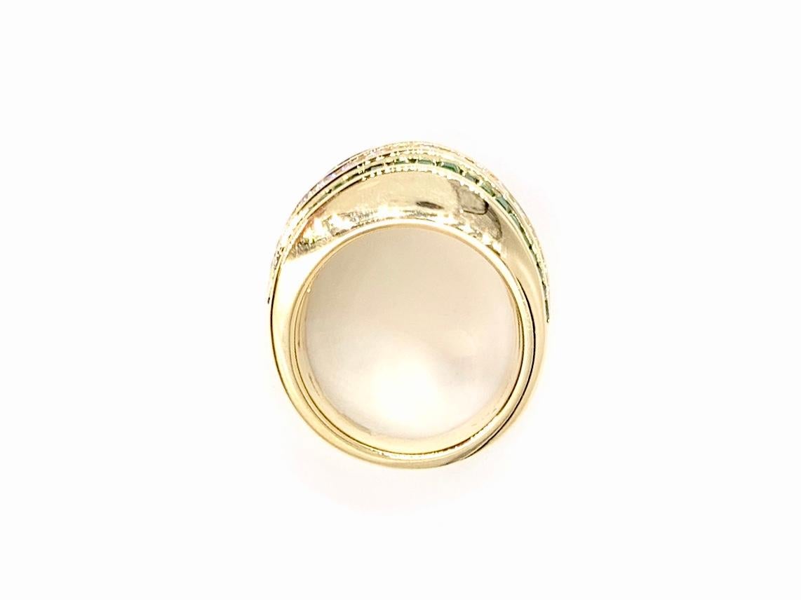 Charles Krypell 18 Karat Emerald and Diamond Wide Band For Sale 2