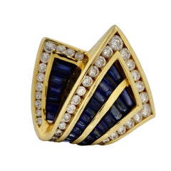 Charles Krypell 18 Karat Gold, Sapphire and Diamond Ring