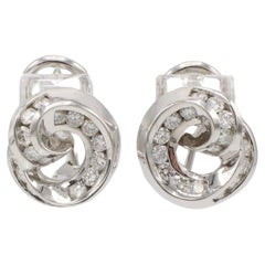 Charles Krypell 18 Karat White Gold Natural Diamond Swirl Earrings