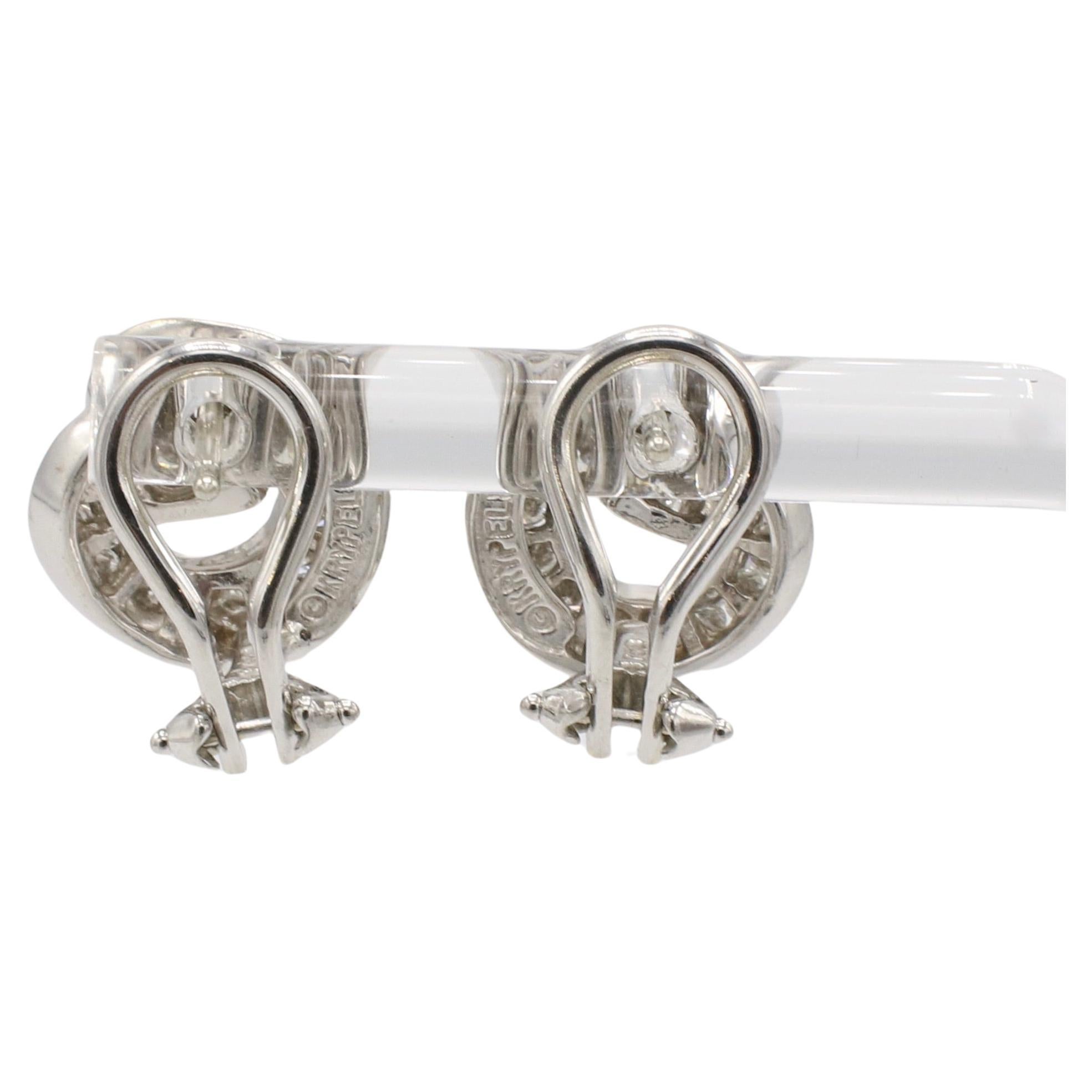 Modern Charles Krypell 18 Karat White Gold Natural Diamond Swirl Earrings For Sale