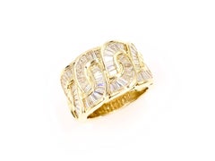Charles Krypell 18 Karat Wide Baguette Diamond Ring
