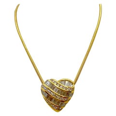 Vintage Charles Krypell 18 Karat Yellow Gold, 2.21 Carat Diamond Heart Pendant