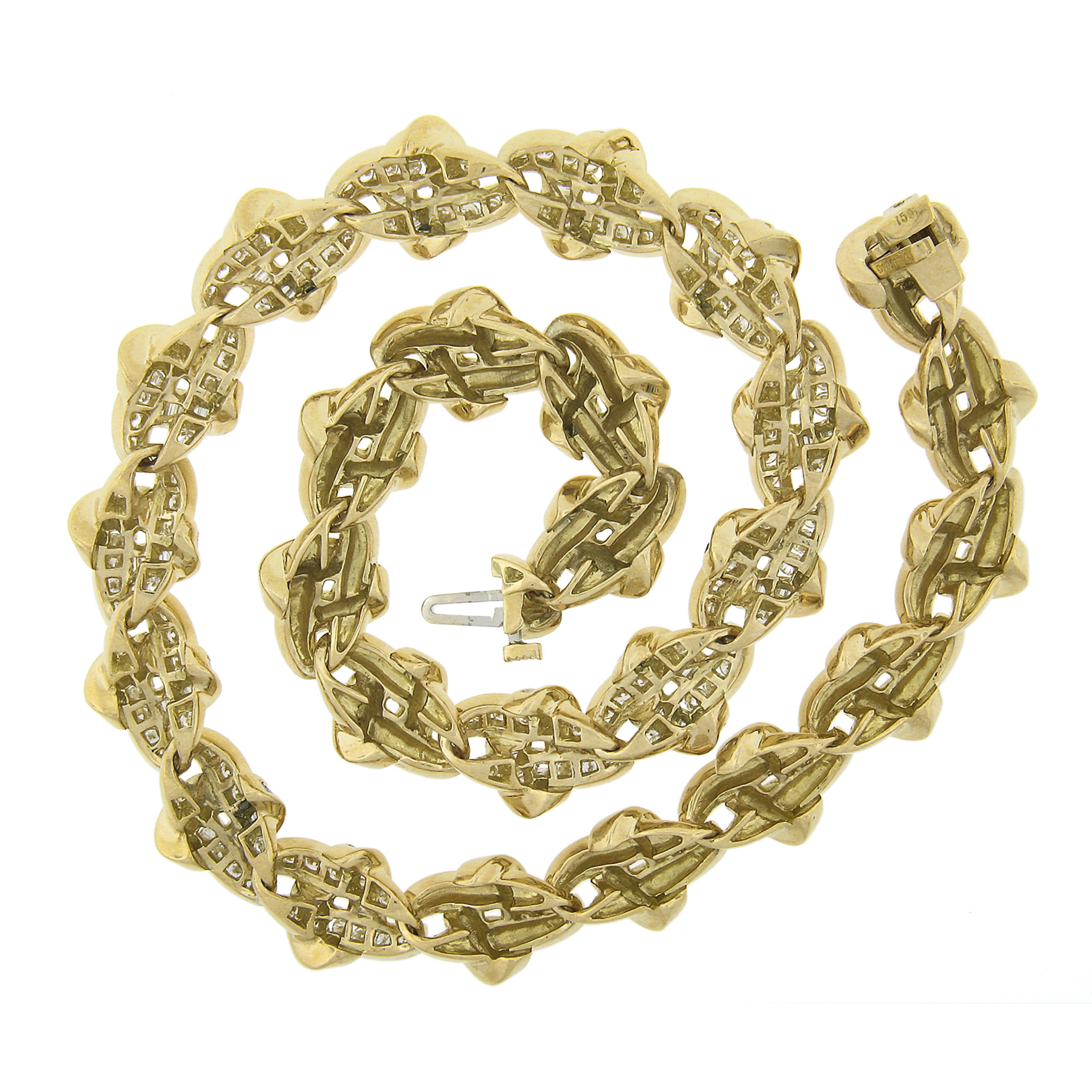 Women's Charles Krypell 18k Gold 10ctw Diamond Interlocking Knot Link Statement Necklace