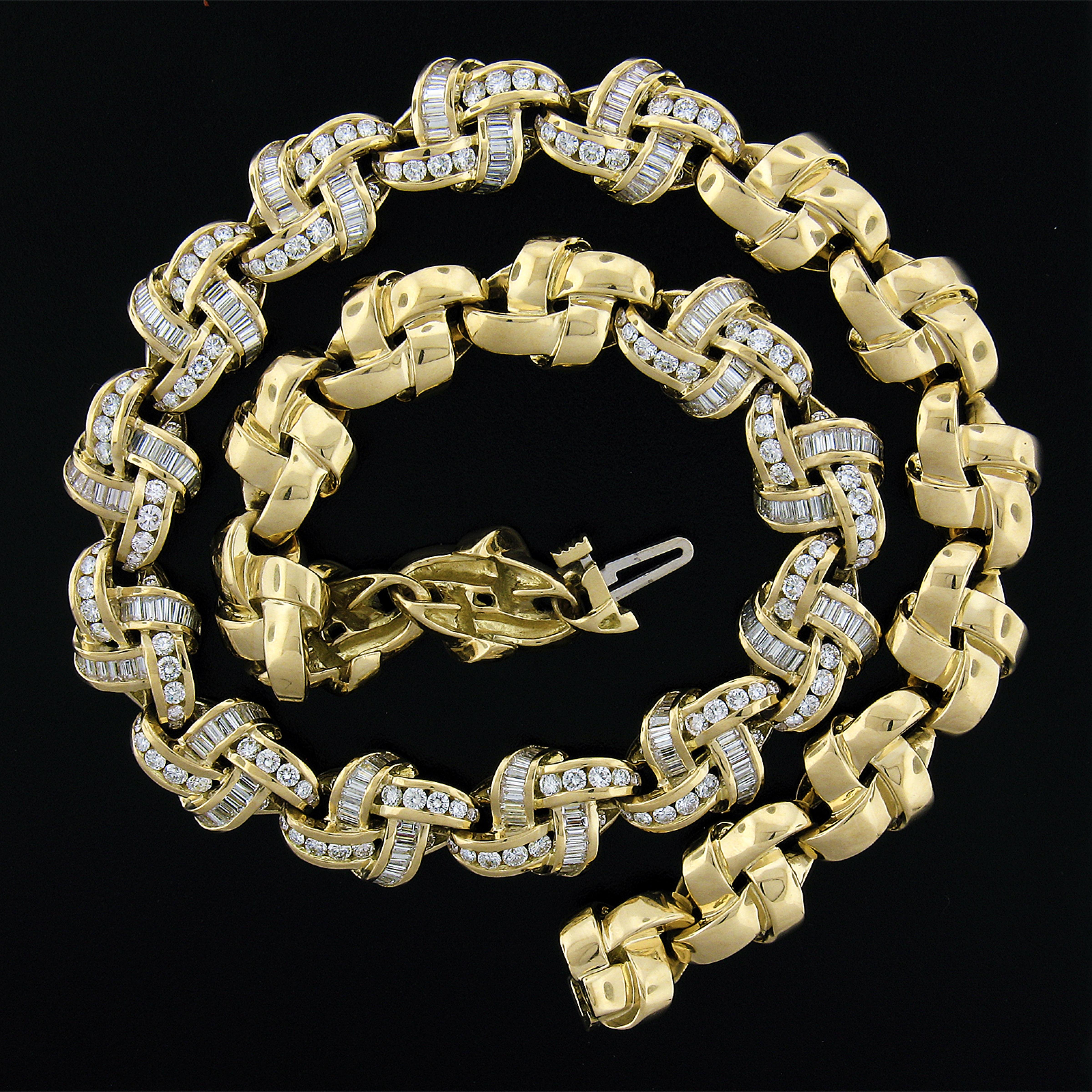 Charles Krypell 18k Gold 10ctw Diamond Interlocking Knot Link Statement Necklace 1