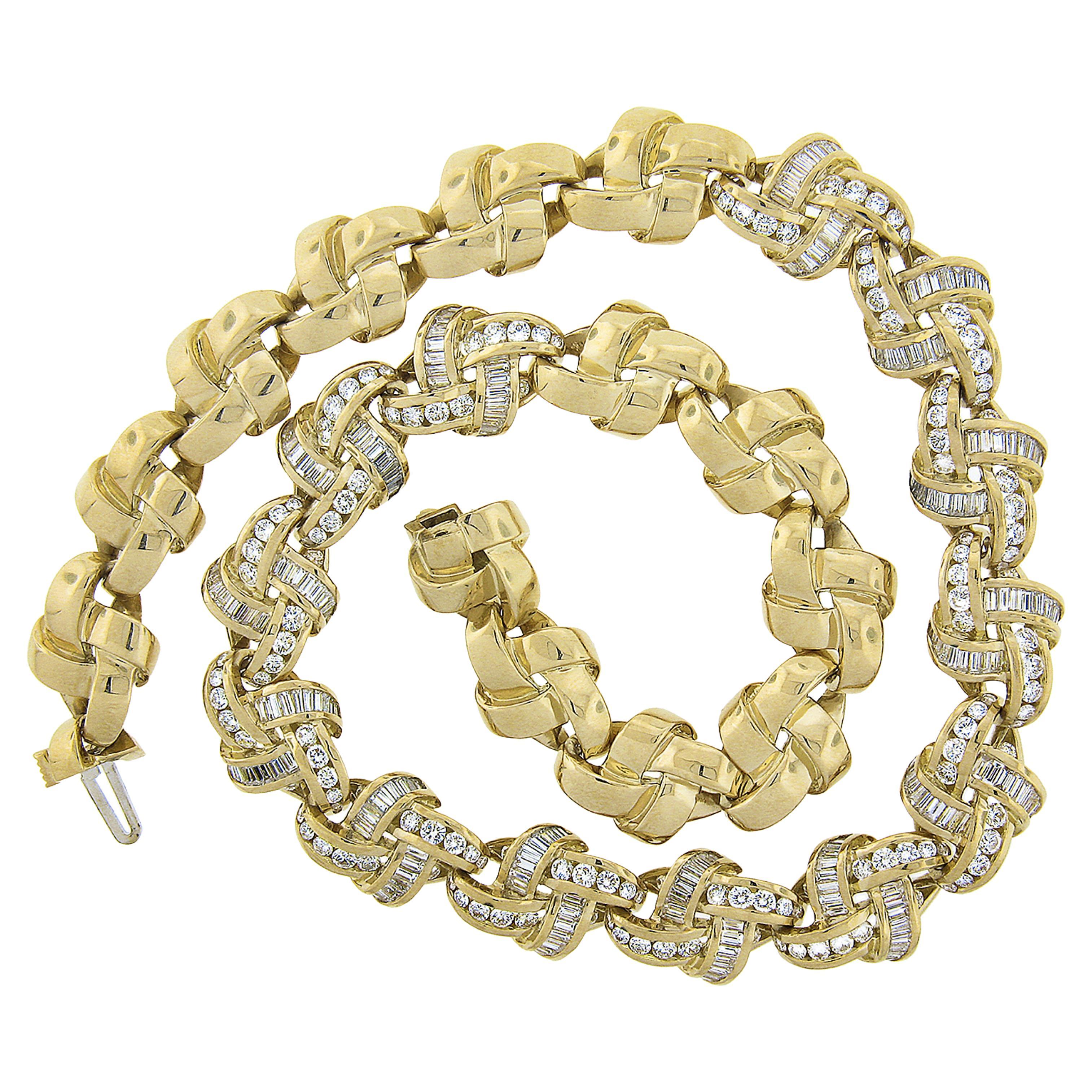Charles Krypell 18k Gold 10ctw Diamond Interlocking Knot Link Statement Necklace