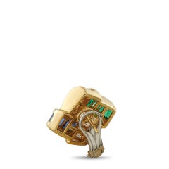 Charles Krypell Boucles d'oreilles en or 18K 2.56ct diamant, émeraude et saphir CK20-112125