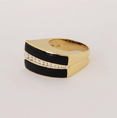 Charles Krypell 18k Gold Black Onyx and Diamonds Ring
