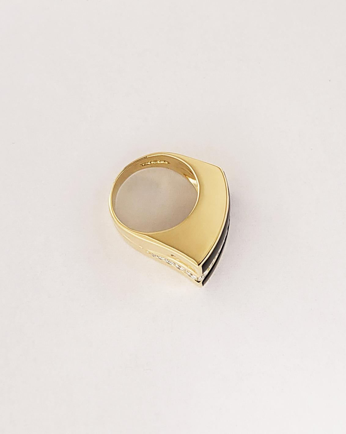 Anello Charles Krypell in oro 18k con onice nera e diamanti In condizioni ottime in vendita a New York, NY