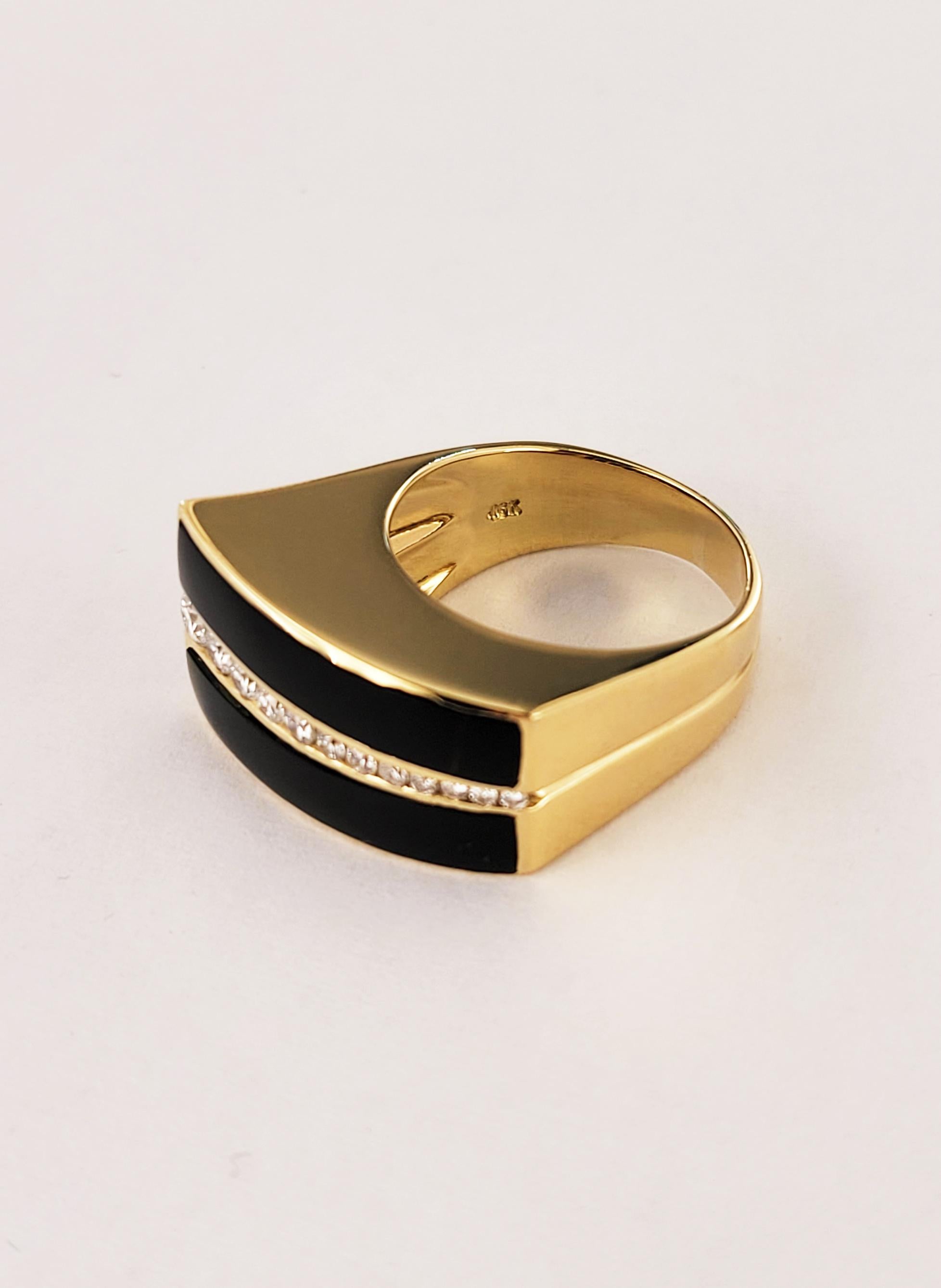 Anello Charles Krypell in oro 18k con onice nera e diamanti in vendita 1