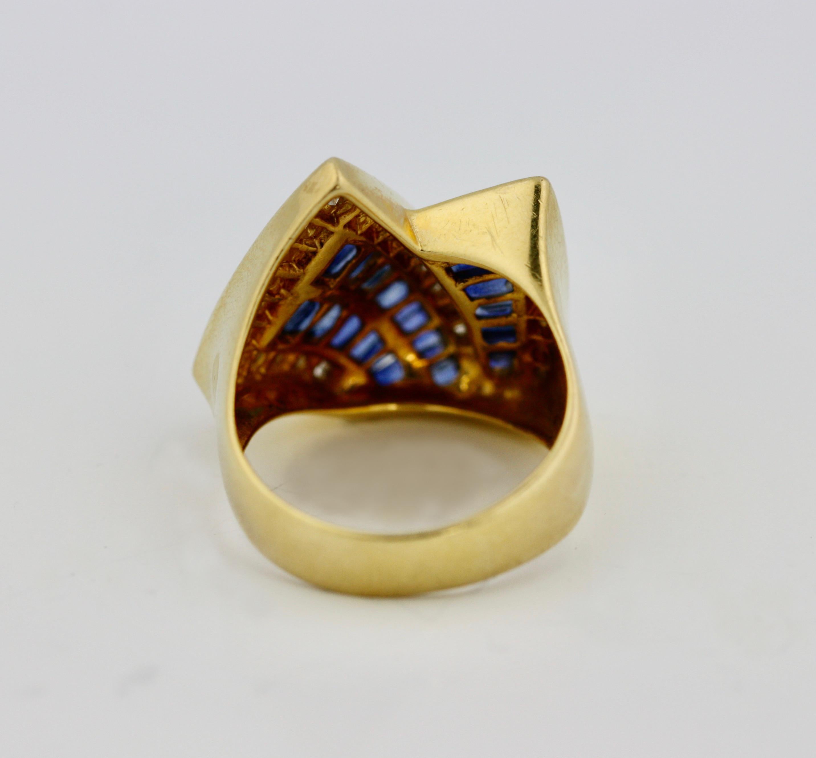 Charles Krypell 18K Gold, Sapphire and Diamond Ring In Good Condition In Palm Beach, FL