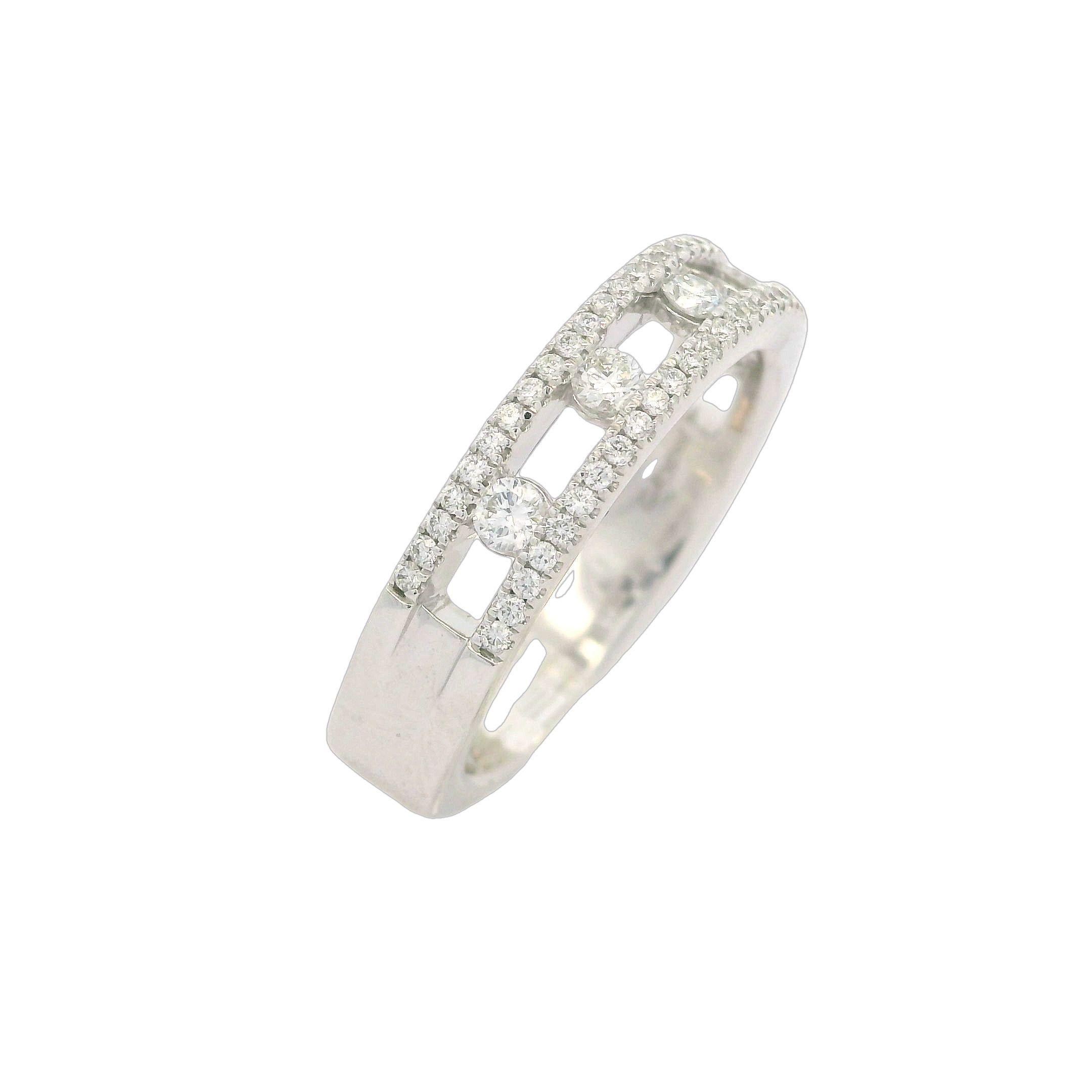 Charles Krypell 18k White Gold 0.59ctw Diamond 5mm Air Floating Center Band Ring For Sale 5