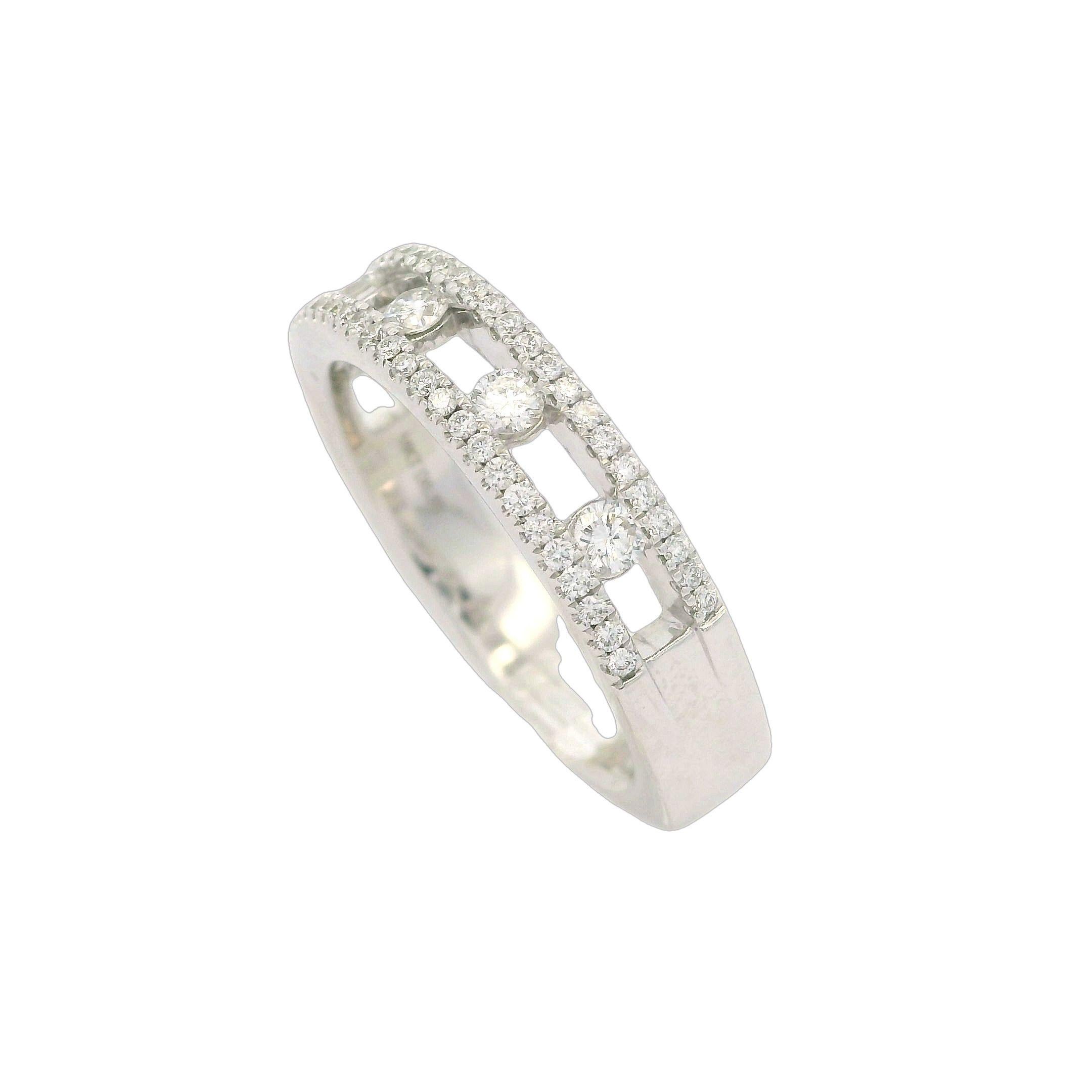 Charles Krypell 18k White Gold 0.59ctw Diamond 5mm Air Floating Center Band Ring For Sale 6