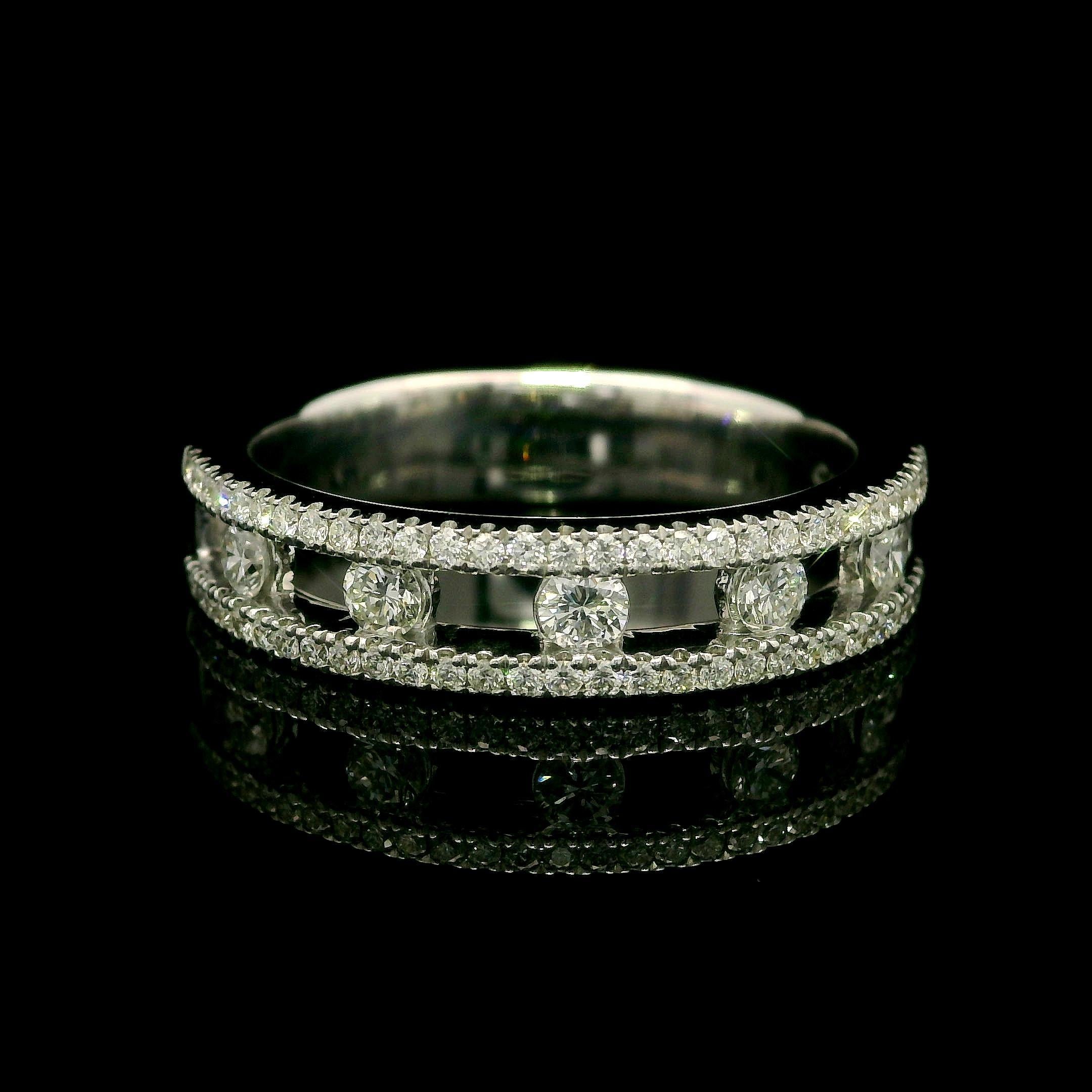 Charles Krypell 18k White Gold 0.59ctw Diamond 5mm Air Floating Center Band Ring For Sale 8